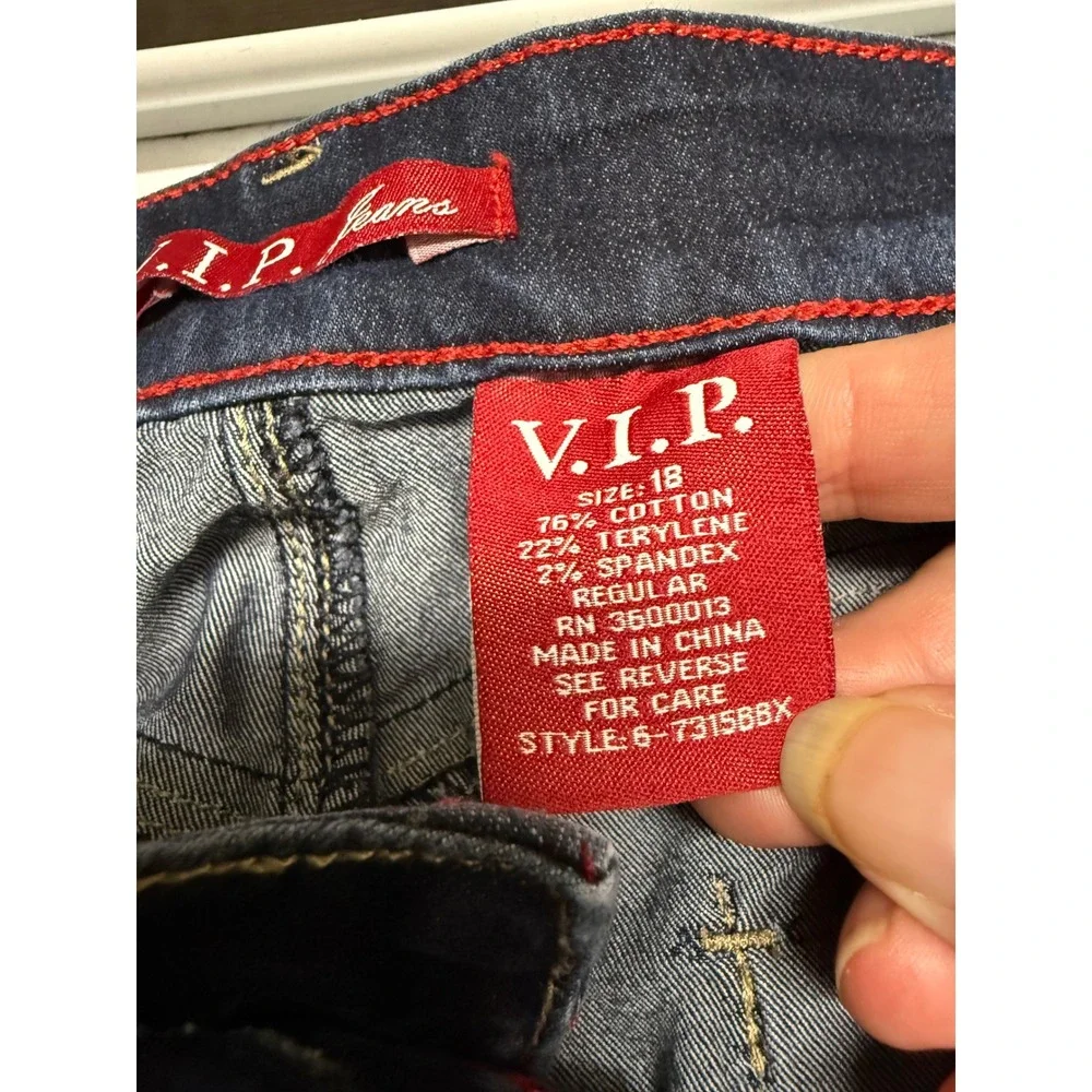 VIP Jeans Womens Dark Wash Stretch Denim Bermuda Shorts Size 18 Plus Size‎